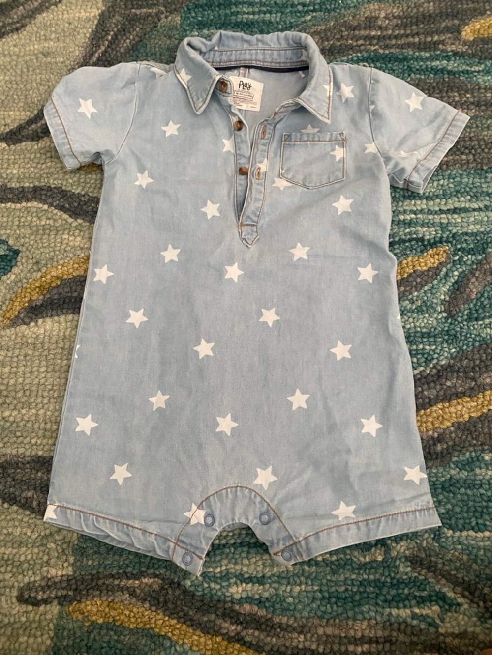 Little Sleepies White Star on Denim Romper 18-24 months